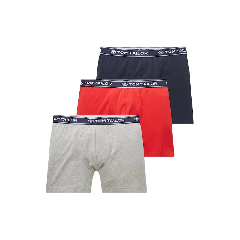 Epic Deals Tom Tailor Long Trunks 3 Pack - Red / Grey / Navy