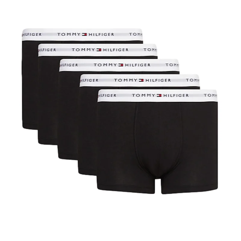 Super Deal Tommy Hilfiger Signature Cotton Essential Trunk 5 Pack - Black