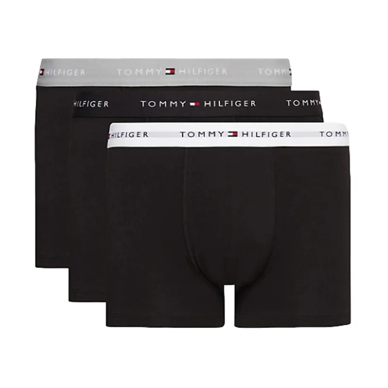 Tommy Hilfiger Signature Cotton Essential Waistband Trunk 3 Pack - Grey Heather/Black/White