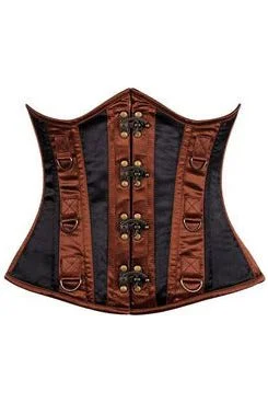 Extra Savings Top Drawer Black & Brown Steel Boned Underbust Corset