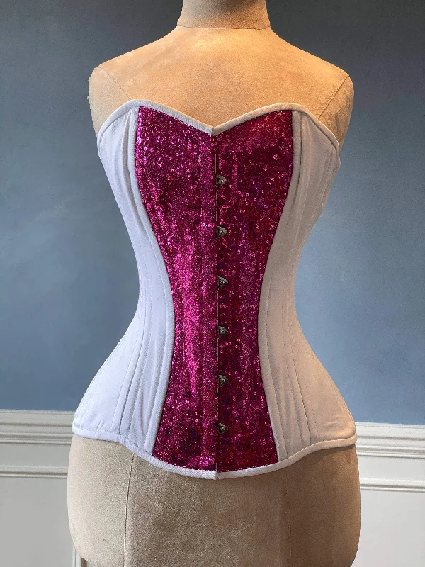 Take Advantage Tuna Sushi shiny sequins and cotton overbust authentic corset with long hip-line. Steel-boned corset for tight lacing, wedding, valentine Take Advantage Tuna Sushi shiny sequins and cotton overbust authentic corset with long hip-line. Steel-boned corset for tight lacing, wedding, valentine