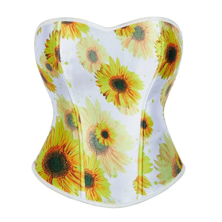 Bargain Blast Women's Gothic Floral Printed Boned Overbust Corset