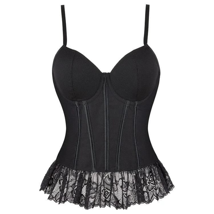 Discount Mania Women's Gothic Lace Splice Mesh Overbust Corset