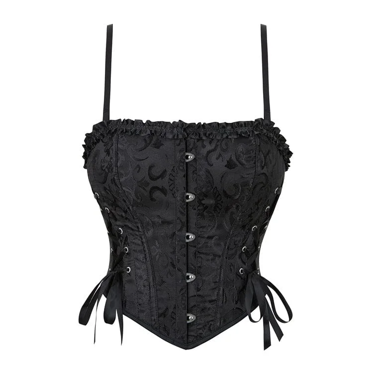 Unmissable Offer Women's Gothic Ruffled Lace-up Overbust Corset