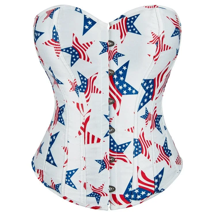 Mega Deal Women's Gothic Star Printed Lace-up Overbust Corset