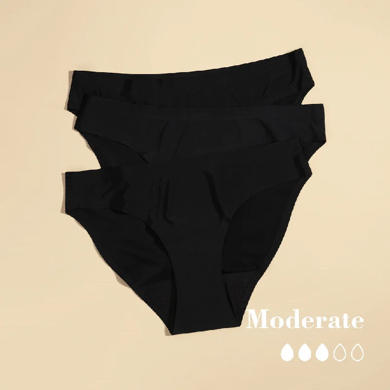 One-Day Only 3 Pack Seamless Period Panties - Low Rise Bikini Underwear
