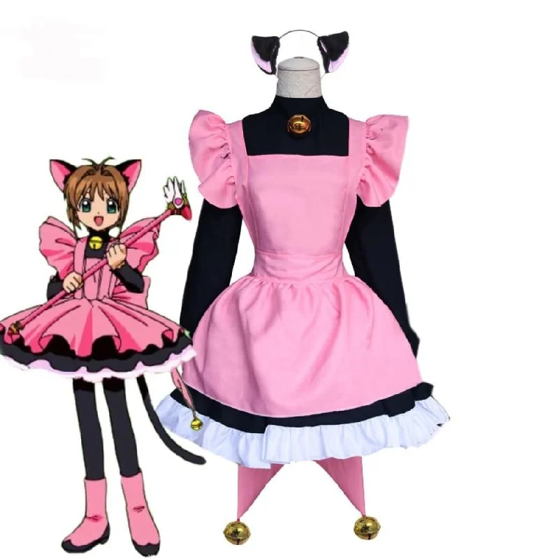 Final Offer Cardcaptor Sakura Kinomoto Sakura Cosplay Costume Cat Maid Lolita Costumes