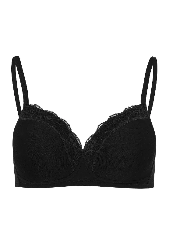 Cotton Lace Spacer Soft Cup Bra | Black 72432-019