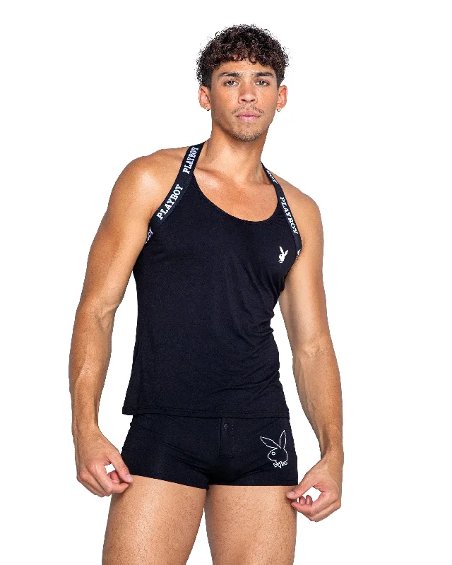 Weekend Special Black Men’s Playboy Tuxedo Modal Racerback Tank Top