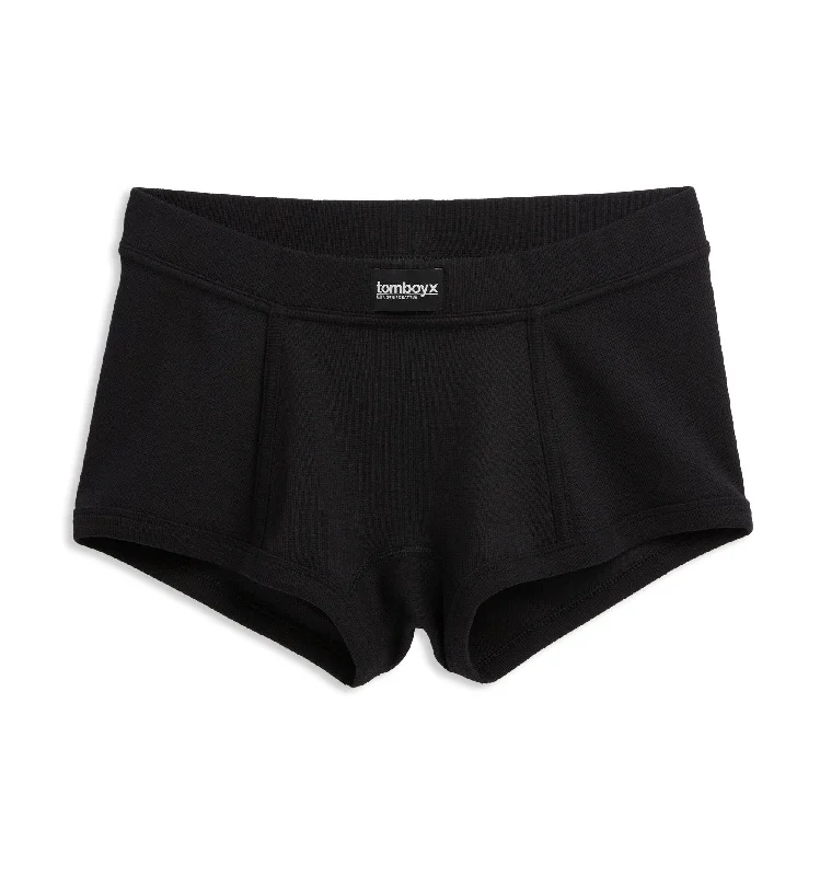 Special Price Organic Cotton Rib Boy Shorts - Black