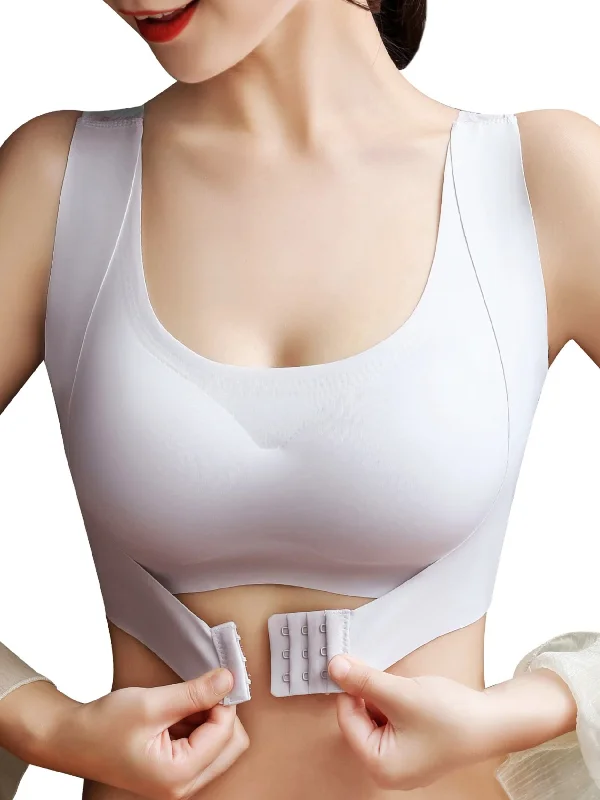 Today’s Deal Front Closure Lace Seamless Wireless Bra Padded, Non-Slip, Beautiful Back, Large Sizes Gray Today’s Deal Front Closure Lace Seamless Wireless Bra Padded, Non-Slip, Beautiful Back, Large Sizes Gray