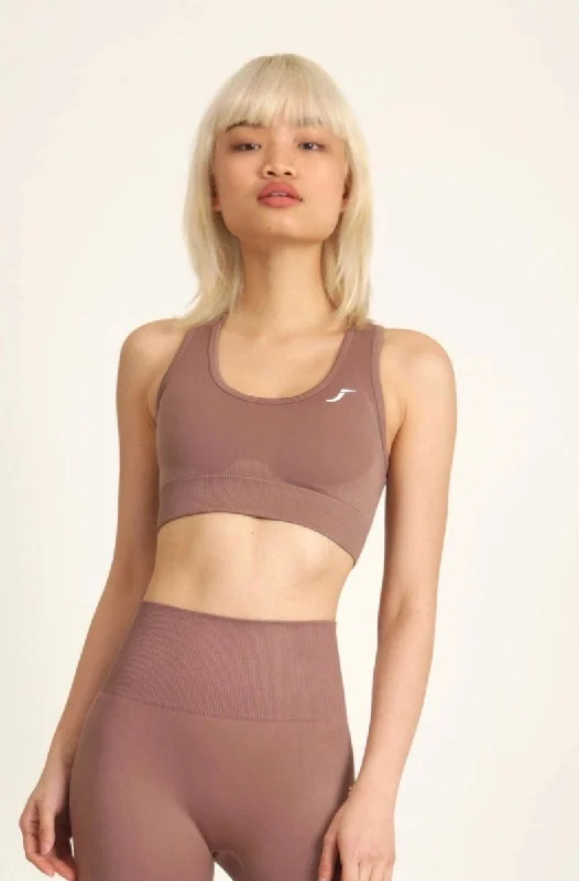 Act Fast Seamless Sports Bra  - Nude Brown