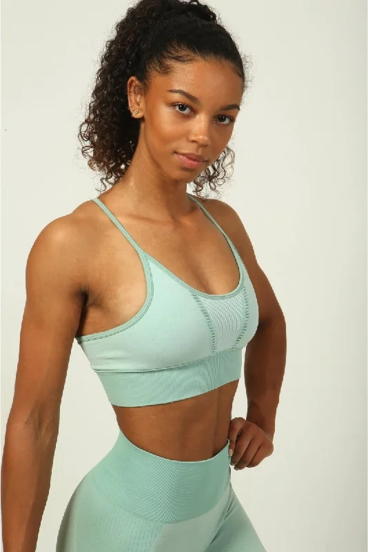 Weekend Discounts Worth Grabbing Strapped Sports Bra - Mint