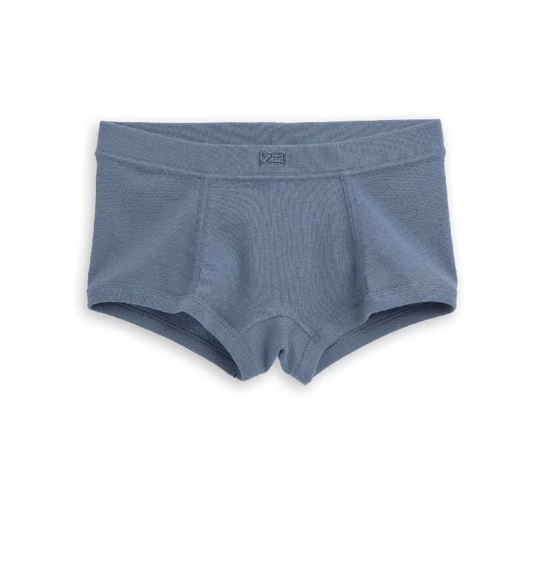 Major Savings Organic Cotton Rib Boy Shorts - Blue Haze