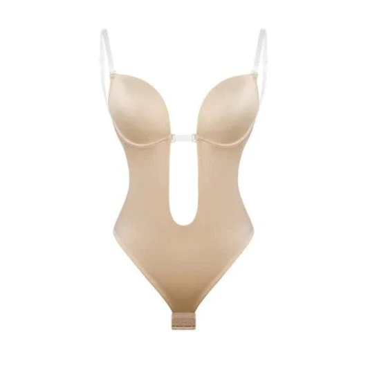 Buy More, Save More Plunge Low-back Body Suit Backless Body Suit Thong with Clear Straps