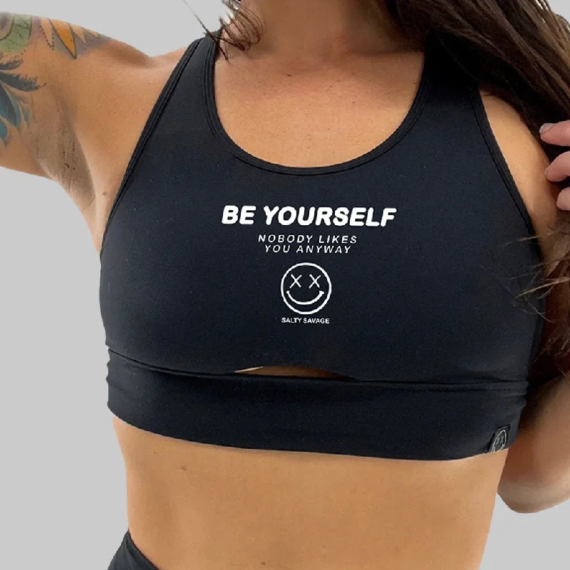 Weekend Offers That Excite Salty Savage Ladies “Be Yourself” Peekaboo Sports Bra | Cocoa Beach Performance Weekend Offers That Excite Salty Savage Ladies “Be Yourself” Peekaboo Sports Bra | Cocoa Beach Performance