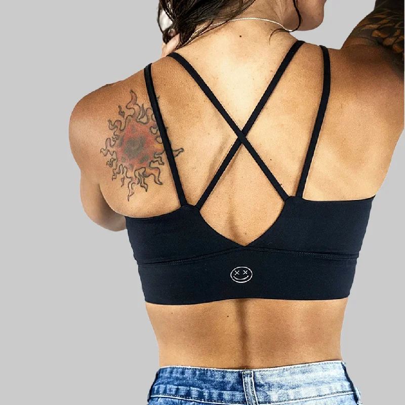 Don't Wait Salty Savage Ladies “OG Smile” Peekaboo Sports Bra | Black