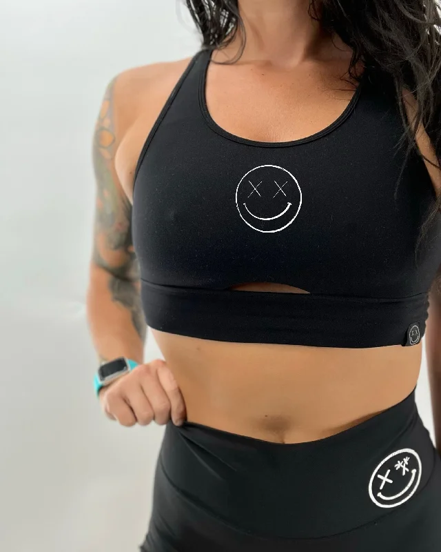 Weekend Offers That Delight Salty Savage Ladies “OG Smile” Peekaboo Sports Bra | Cocoa Beach Performance Weekend Offers That Delight Salty Savage Ladies “OG Smile” Peekaboo Sports Bra | Cocoa Beach Performance
