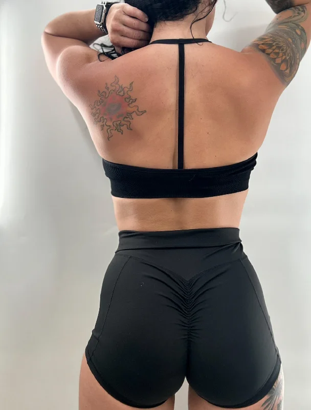 Salty Savage Ladies “OG Smile” Seamless Y Back Sports Bra | Black