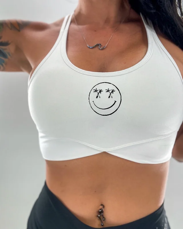 Weekend Extravaganza: Shop Now Salty Savage Ladies "Palm Smile” V Cut Sports Bra