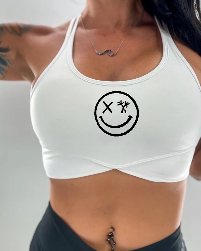 Weekend Discounts to Snag Salty Savage Ladies "Spliced Smile” V Cut Sports Bra