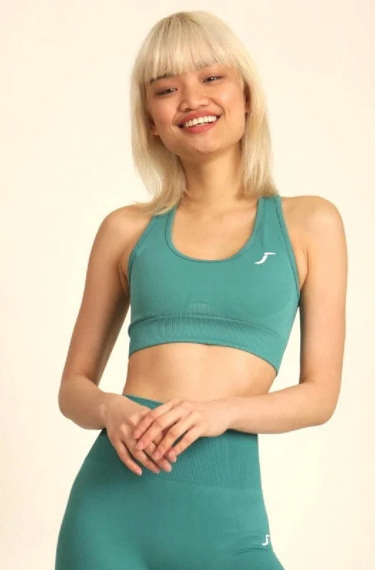 Discount Deals Seamless Sports Bra - Ocean Green