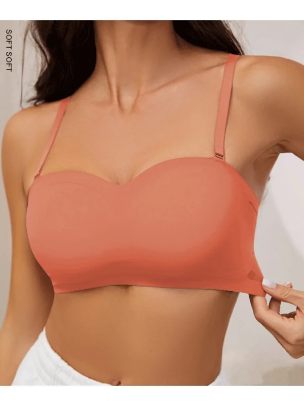 Clearance Event Seamless One-piece Glossy Thin Push-up Anti-Sagging Bra Brown