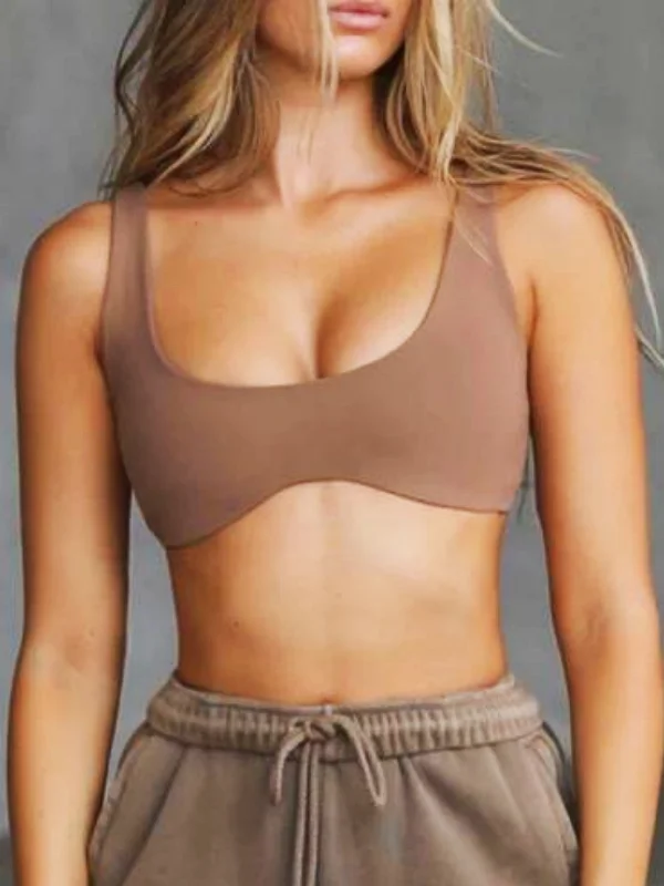 Weekend Special Sexy Low Support Push Up Sports Bra Tan