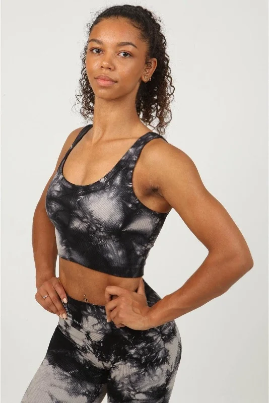 Special Discount Tie Dye Sports Bra - Smoky Charcoal
