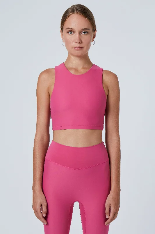 Weekend Deals That Wow Tula High Neck Racer Back Crop Top | Recycled Nylon | Rose