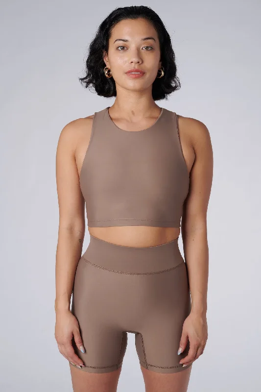 Big Discounts Tula High Neck Racer Back Crop Top | Recycled Nylon | Sand